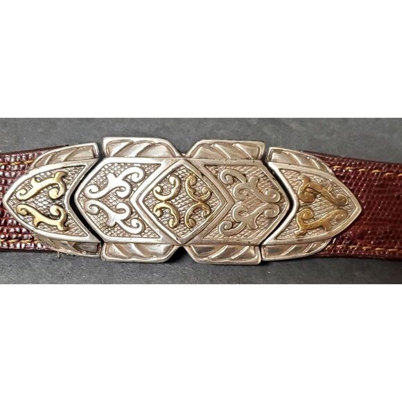 Vintage '98 PGA Tour Belt 538471 Brown Lizard Print Silver Concho MED 28/30 USA - Picture 6 of 16
